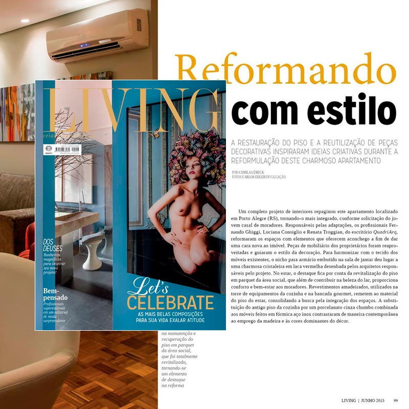Projeto de Interiores: Apartamento Auxiliadora é destaque na Revista Living